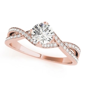 Diamond Bypass Twisted Engagement Ring 14k Rose Gold 0.68ct - All