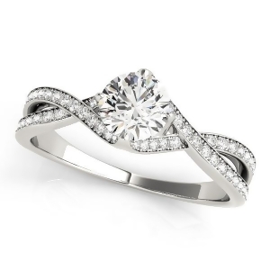 Diamond Bypass Twisted Engagement Ring 18k White Gold 0.68ct - All