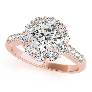 Floral Halo Round Diamond Engagement Ring 14k Rose Gold 1.82ct - All