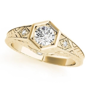 Diamond Antique Style Six Prong Engagement Ring 14k Yellow Gold 0.37ct - All