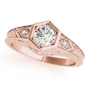 Diamond Antique Style Six Prong Engagement Ring 14k Rose Gold 0.37ct - All