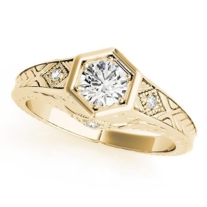 Diamond Antique Style Six Prong Engagement Ring 18k Yellow Gold 0.37ct - All