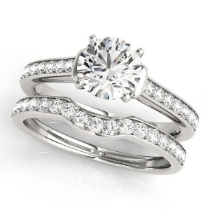 Diamond Accent Bridal Set 14k White Gold 0.98ct - All