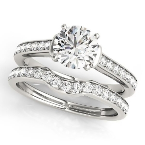 Diamond Accent Bridal Set 18k White Gold 0.98ct - All