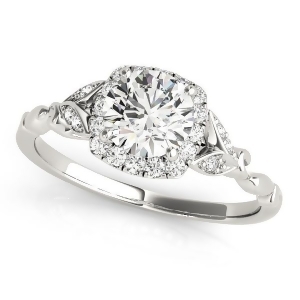Diamond Antique Style Engagement Ring 14k White Gold 0.89ct - All