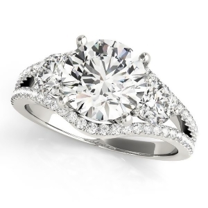 Diamond Split Shank Three Stone Engagement Ring Platinum 2.72ct - All