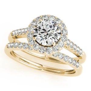 Halo Round Diamond Engagement Ring 14k Yellow Gold 1.61ct - All