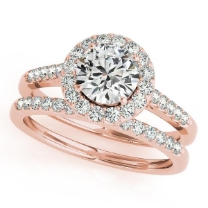 Halo Round Diamond Engagement Ring 14k Rose Gold 1.61ct - All