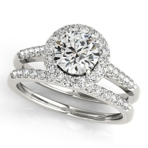 Halo Round Diamond Engagement Ring 18k White Gold 1.61ct - All