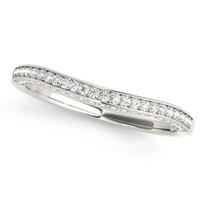 Curved Band Diamond Wedding Band 14k White Gold 0.23ct - All