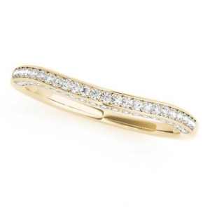 Curved Band Diamond Wedding Band 14k Yellow Gold 0.23ct - All