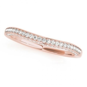 Curved Band Diamond Wedding Band 14k Rose Gold 0.23ct - All