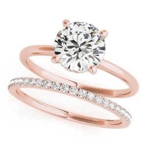 Diamond Solitaire Bridal Set 14k Rose Gold 1.20ct - All