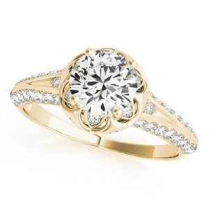 Diamond Floral Style Halo Engagement Ring 14k Yellow Gold 0.75ct - All