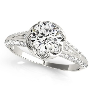 Diamond Floral Style Halo Engagement Ring Palladium 0.75ct - All
