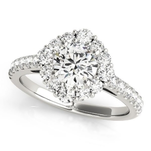 Diamond Halo East West Engagement Ring 14k White Gold 1.32ct - All