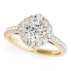 Diamond Halo East West Engagement Ring 14k Yellow Gold 1.32ct - All