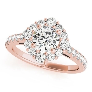 Diamond Halo East West Engagement Ring 14k Rose Gold 1.32ct - All