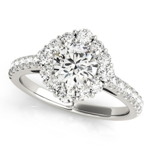 Diamond Halo East West Engagement Ring 18k White Gold 1.32ct - All