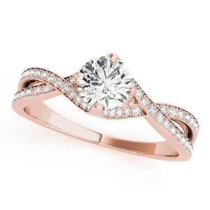 Diamond Bypass Twisted Engagement Ring 18k Rose Gold 0.68ct - All