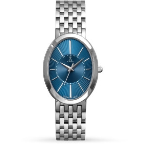 Allurez Women's Blue Oval Dial Stainless Steel Bracelet Watch - All