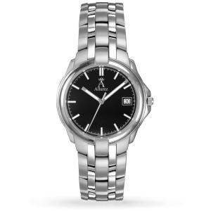 Allurez Men's Black Luminous Dial w Date Stainless Steel Watch - All