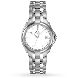 Allurez Men's White Luminous Dial w Date Stainless Steel Watch - All