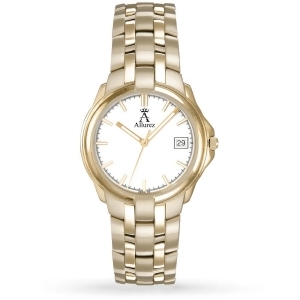 Allurez Men's White Dial Luminous Gold-tone Stainless Steel Watch - All