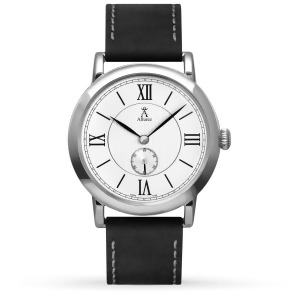 Allurez Unisex White Dial and Black Leather Strap Watch - All