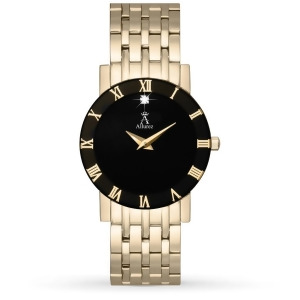 Allurez Women's Black Dial Gold-tone Stainless Steel Watch - All