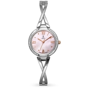 Allurez Women's Swarovski Crystal Accented Mother of Pearl Dial Watch - All