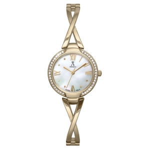 Allurez Women's Swarovski Crystal Accented Gold-tone Mother of Pearl Watch - All