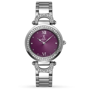 Allurez Women's Purple Dial Swarovski Crystal Stainless Steel Watch - All