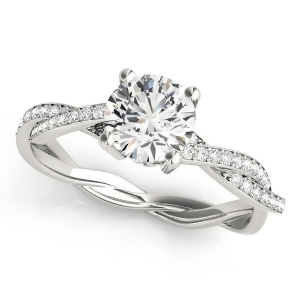 Diamond Twist Sidestone Accented Engagement Ring 14k White Gold 1.11ct - All