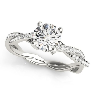 Diamond Twist Sidestone Accented Engagement Ring Palladium 1.11ct - All