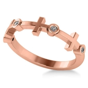 Cross and Diamond Wedding Band 14k Rose Gold 0.06ct - All
