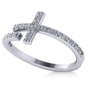 Curved Cross Diamond Fashion Ring 14k White Gold 0.36ct - All