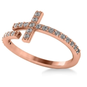 Curved Cross Diamond Fashion Ring 14k Rose Gold 0.36ct - All