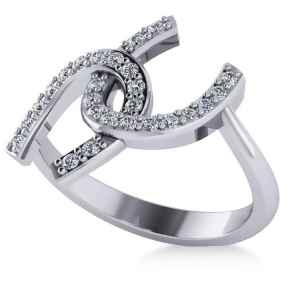 Diamond Double Horseshoe Fashion Ring 14k White Gold 0.26ct - All