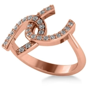 Diamond Double Horseshoe Fashion Ring 14k Rose Gold 0.26ct - All