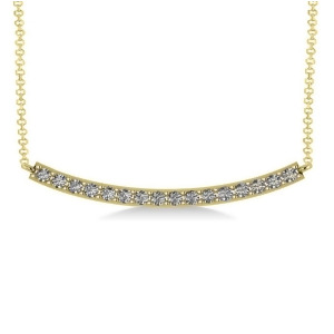 Curved Diamond Bar Pendant Necklace 14k Yellow Gold 0.80ct - All