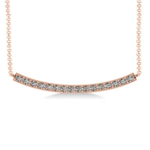 Curved Diamond Bar Pendant Necklace 14k Rose Gold 0.80ct - All