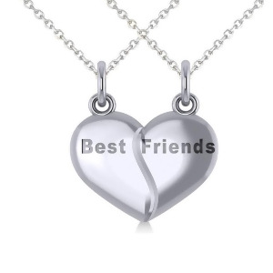 Best Friend Break Apart Pendant Necklace 14k White Gold - All