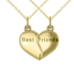 Best Friend Break Apart Pendant Necklace 14k Yellow Gold - All