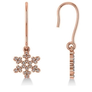 Diamond Snowflake Loop Earrings 14k Rose Gold 0.24ct - All