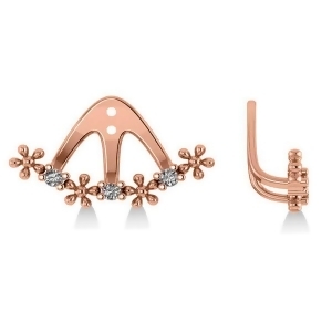 Diamond Flower Jacket Earrings 14k Rose Gold 0.18ct - All