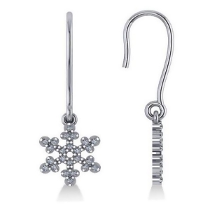 Diamond Snowflake Loop Earrings 14k White Gold 0.24ct - All