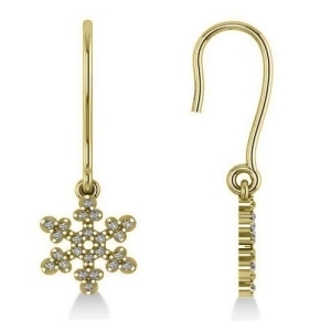 Diamond Snowflake Loop Earrings 14k Yellow Gold 0.24ct - All