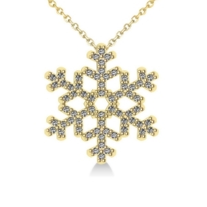 Diamond Snowflake Pendant Necklace 14k Yellow Gold 0.66ct - All