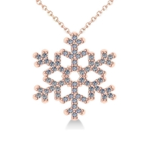 Diamond Snowflake Pendant Necklace 14k Rose Gold 0.66ct - All